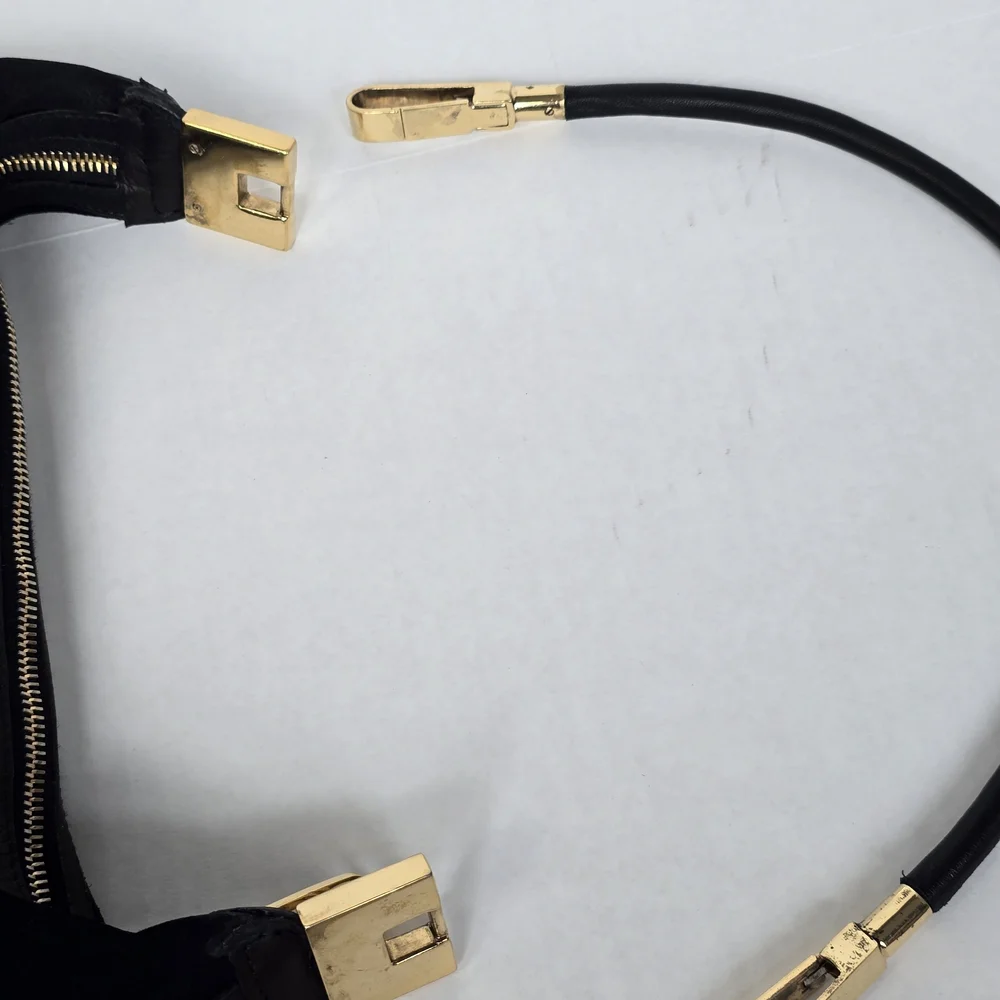 Vintage Authentic Gucci Black Suede Shoulder Purse With Gold Accents And GG - Picture 15 of 17